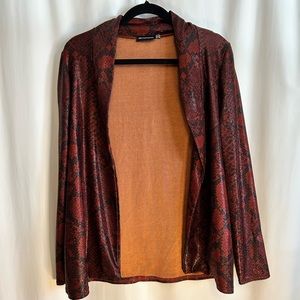 PrettyLittleThing Ashley Graham Collab Red Snake Skin Lightweight Jacket Size 8